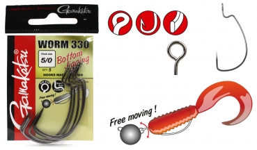 Gamakatsu Worm 330 Haken Bottom Jigging Gr.5/0